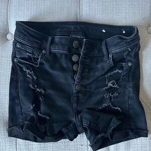 American Eagle Outfitters Black Ripped Jean Shorts